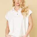 Medium IVORY SLOUCHY POLO TOP W/ SLITS