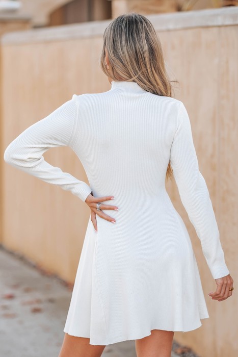 RIBBED MOCK NECK MINI DRESS