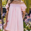  Puff Sleeves Mini Dress with Pockets