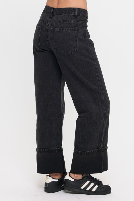 CUFFED WIDE LEG JEANS