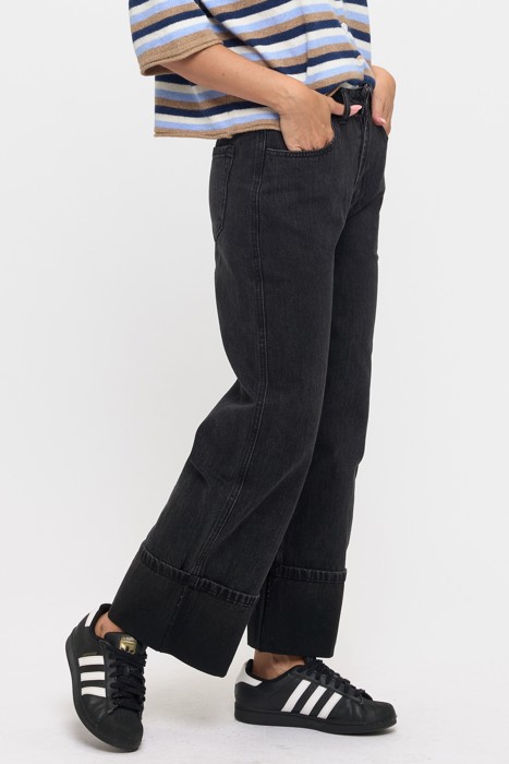 CUFFED WIDE LEG JEANS