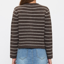 STRIPE BUTTON-FRONT SOFT CARDIGAN