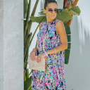 XL Multicolored Summer Print Tunic Dress with Pockets