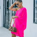 Small Fuchsia ONE SHOULDER STATEMENT DRESS