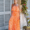 Large Tangarine Strapless Maxi Dress