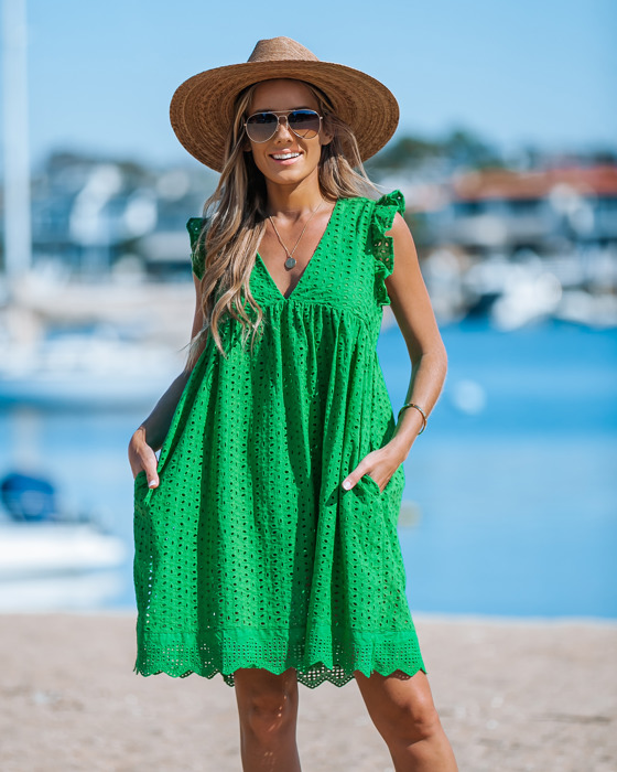Eyelet Pocketed Dress