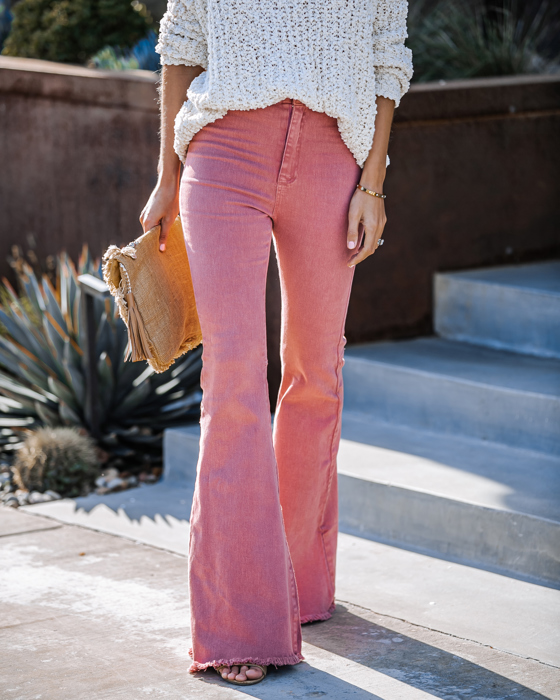 WASHED HIGH RISE FLARE JEANS