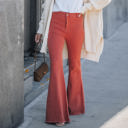 Medium Burnt Sienna WASHED HIGH RISE FLARE JEANS