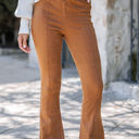 Large Caramel Cafe Washed Elastic Waist Flare Pants
