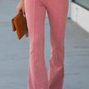 Large Washed Marsala Washed Elastic Waist Flare Pants