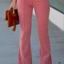 Small Washed Marsala Washed Elastic Waist Flare Pants
