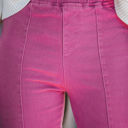 Large Rose Violet Washed Elastic Waist Flare Pants
