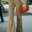  Corduroy  Elastic Waist Flare Pants