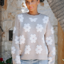 S-M Oatmeal Flower Sweater Top