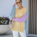  COLOR BLOCK DROPPED SHOULDER SWEATER