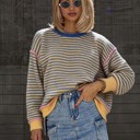  Striped Contrast Trim Sweater