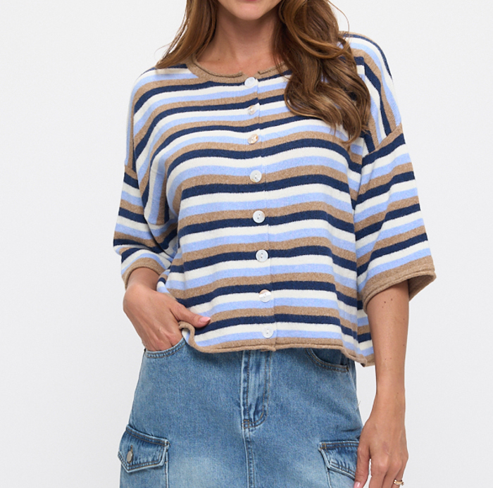 RELAXED FIT FRONT BUTTON CARDIGAN