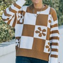  Floral Print Round Neck Sweater