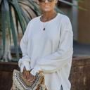 Small Ivory OVERSIZED SWEATSHIRT WITH SIDE SLITS