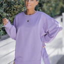 Small Lavender OVERSIZED SWEATSHIRT WITH SIDE SLITS