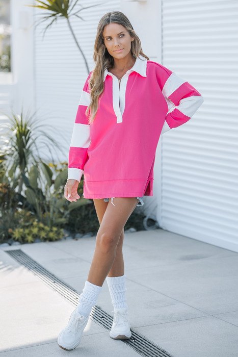 Color Block Pattern Oversized Sweatshirt