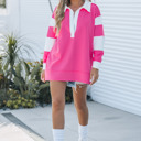 Large Fuchsia Color Block Pattern Oversized Sweatshirt