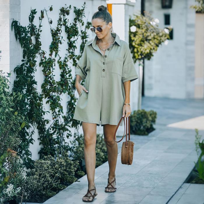 COLLAR ROMPER WITH POCKETS