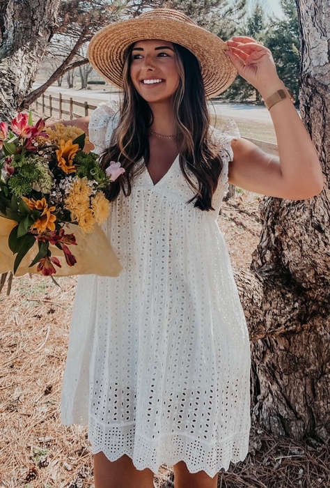 Eyelet Pocketed Dress