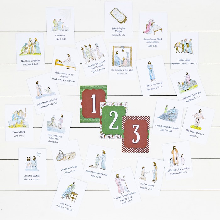 Christ Centered Christmas Advent Calendar | 25 Days of Bible Scriptures & Christ Images | Traditional Red and Green