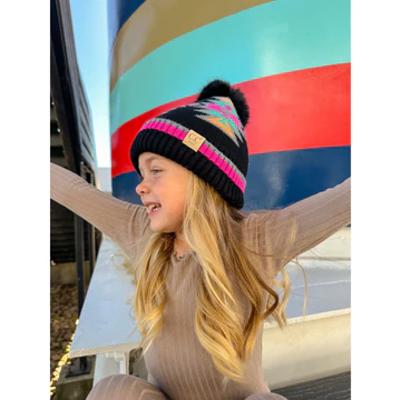 KIDS Southwestern Faux Fur Pom C.C Beanie