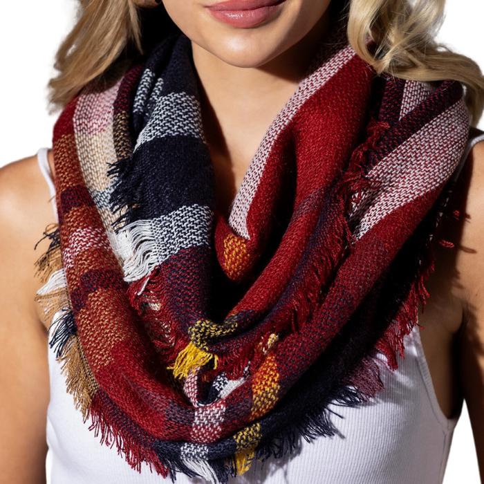 Classic Woven Plaid Infinity Scarf - 6 Styles