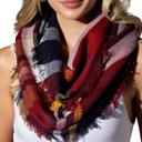 Burgundy Plaid Classic Woven Plaid Infinity Scarf - 6 Styles