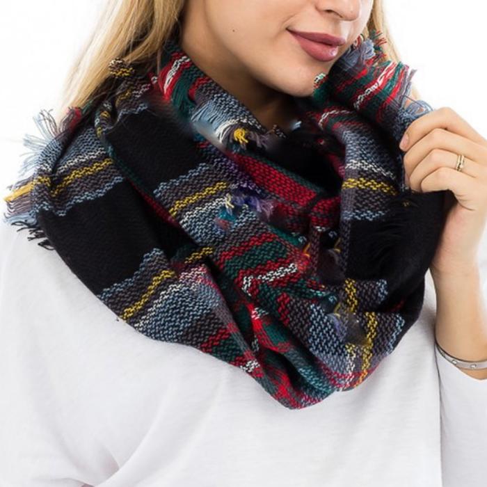 Classic Woven Plaid Infinity Scarf - 6 Styles