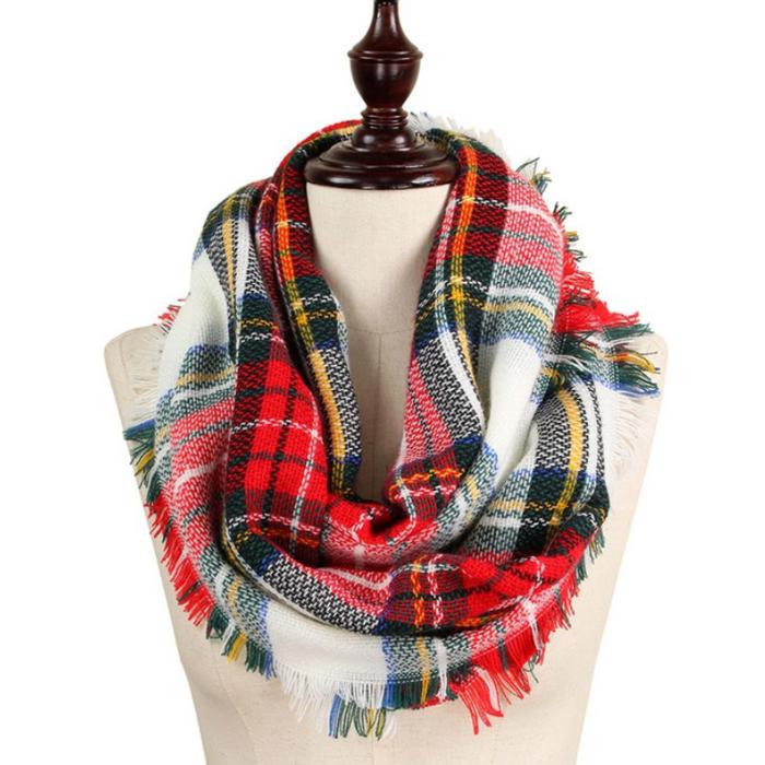 Classic Woven Plaid Infinity Scarf - 6 Styles