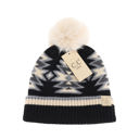 Black KIDS Southwestern Faux Fur Pom C.C Beanie