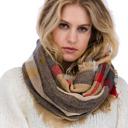Beige Plaid Classic Woven Plaid Infinity Scarf - 6 Styles