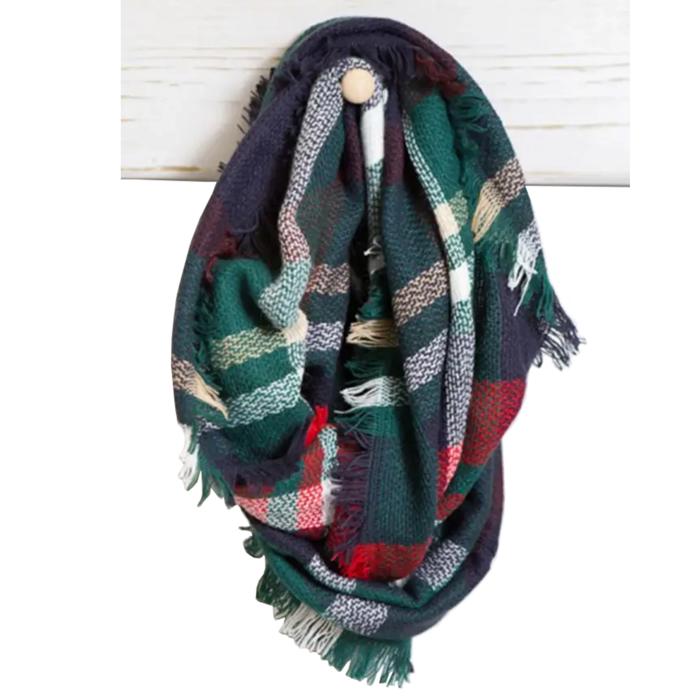 Classic Woven Plaid Infinity Scarf - 6 Styles