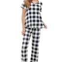 Medium White Festive Check Pajamas| S-L