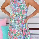 Large Light Blue Multi Daisy Floral Dress