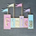 6-7 Characters Themepark Sign, Kids Room Decor