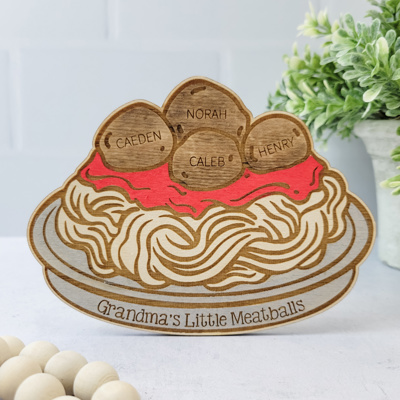 Grandkids Magnet, Wood Family Magnet, Grandma's Little Meatballs