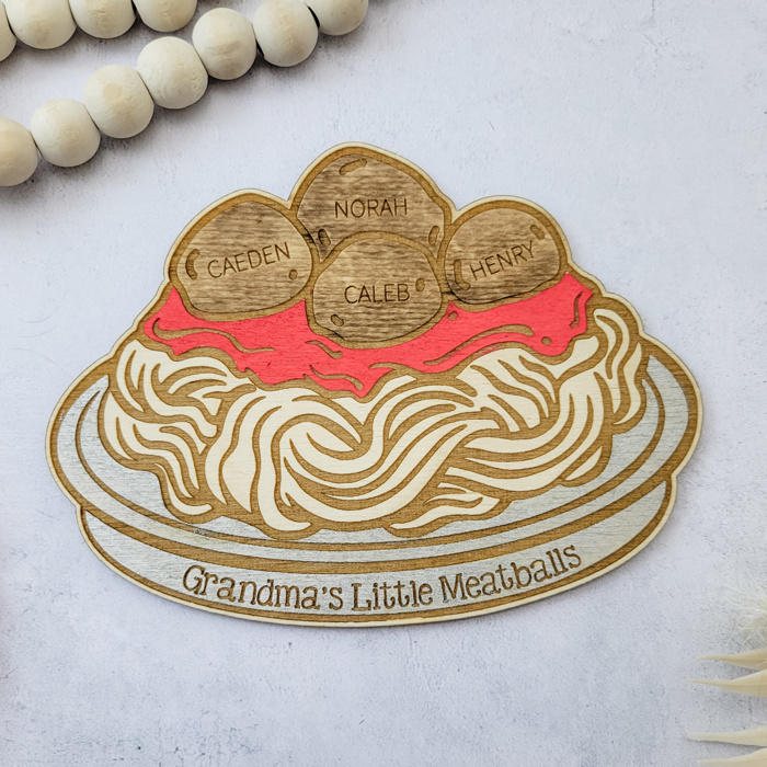 Grandkids Magnet, Wood Family Magnet, Grandma's Little Meatballs