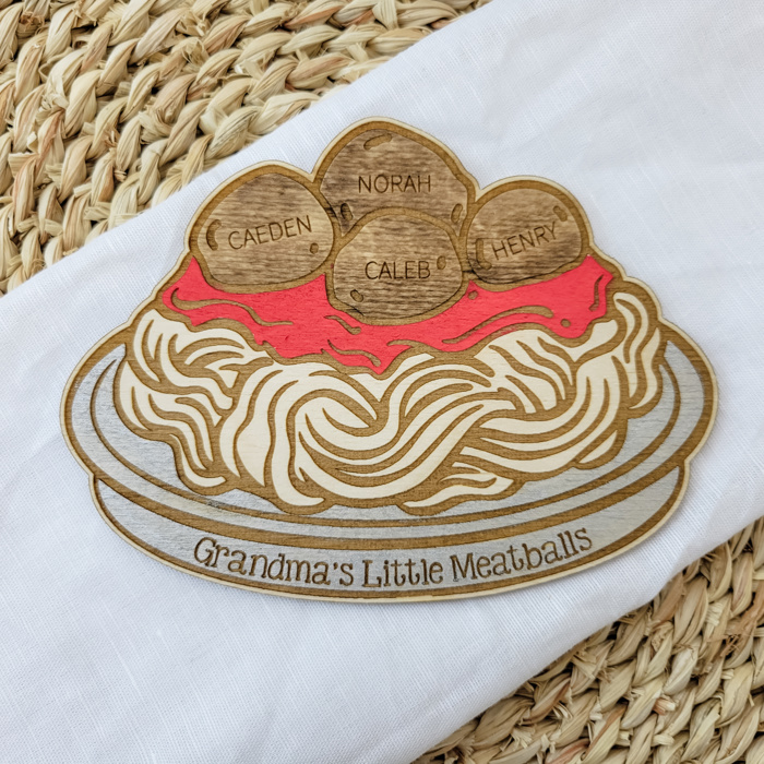 Grandkids Magnet, Wood Family Magnet, Grandma's Little Meatballs
