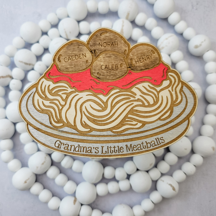 Grandkids Magnet, Wood Family Magnet, Grandma's Little Meatballs