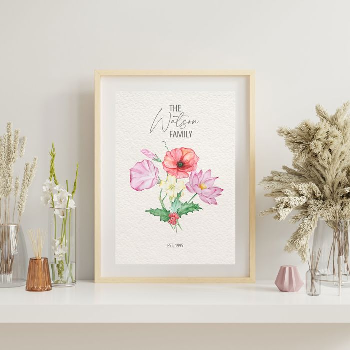 Birth Month Floral Arrangement Print