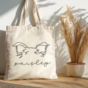  Personalized Canvas Tote Bag | Custom Dog Breed Ear Outline and Name Tote