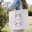  Personalized Canvas Tote Bag | Custom Dog Breed Ear Outline and Name Tote