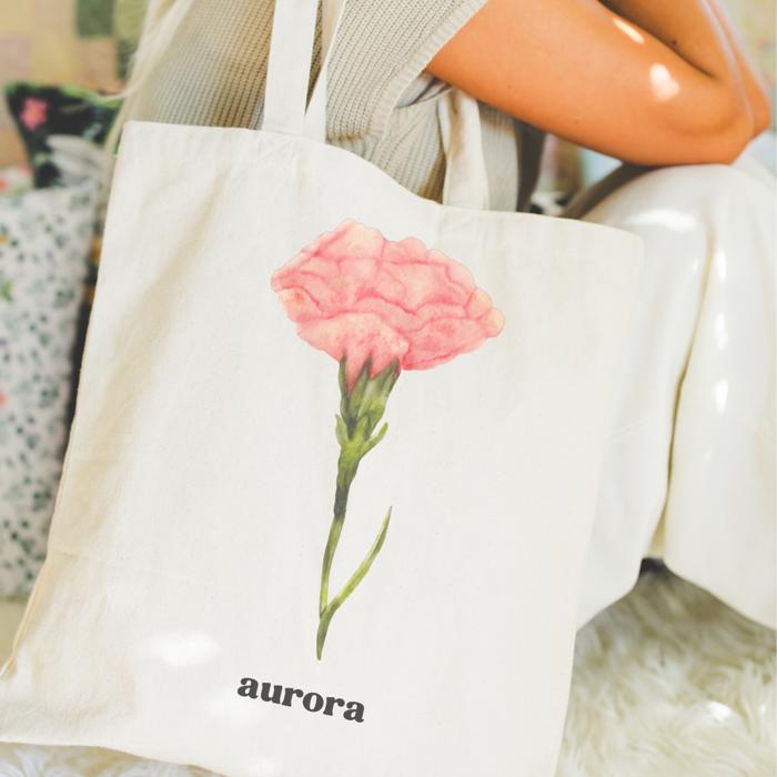  Personalized Birth Month Flower Tote Bag