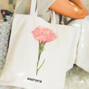   Personalized Birth Month Flower Tote Bag