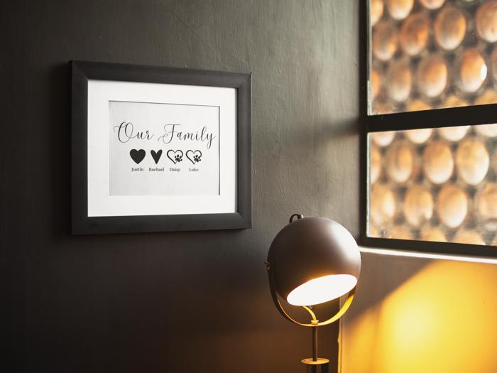 Personalized Family Hearts Print | Custom Family Name Wall Art 8x10 Unframed